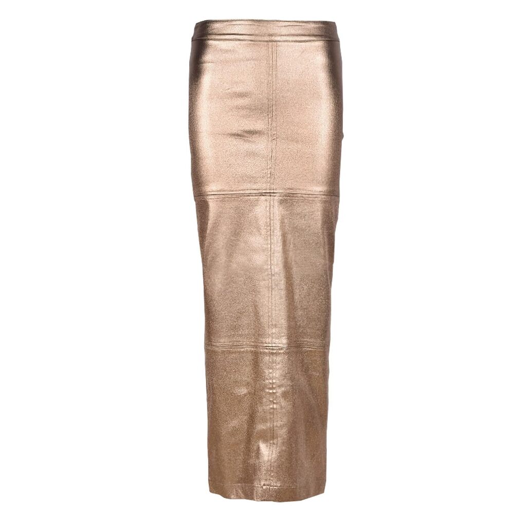 8642 Long Skirts Trendy High Waisted A Line Business Casual Leather Maxi